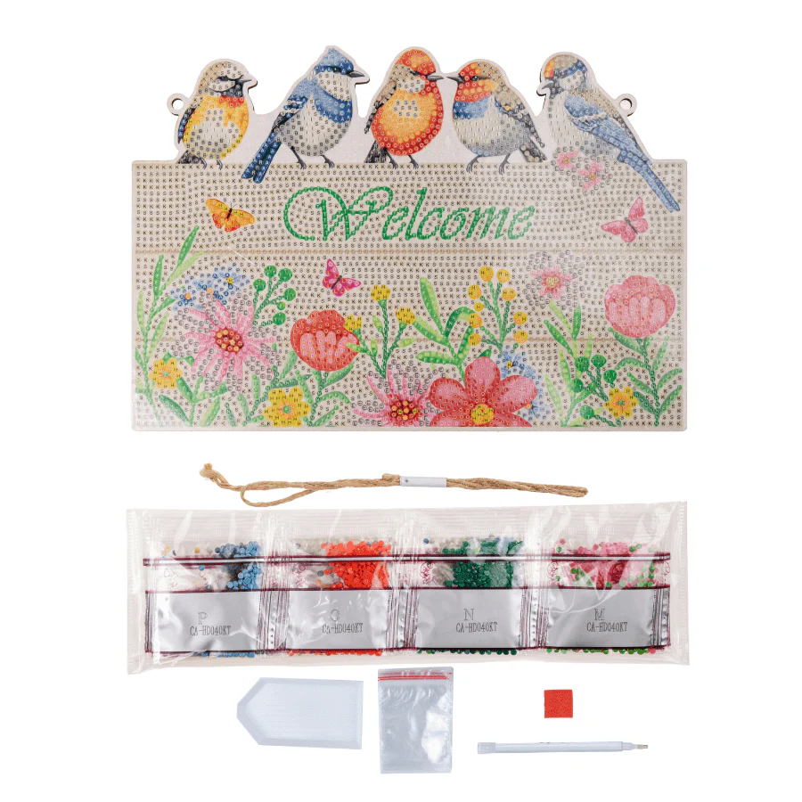 "A Feathery Welcome" Crystal Art Hanging Wooden Decoration Kit - Image 3