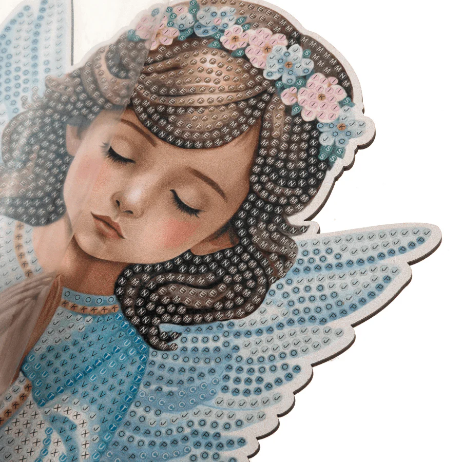 Angel Boy & Girl Crystal Art Wooden Decoration Kit Set of 2 - Image 5