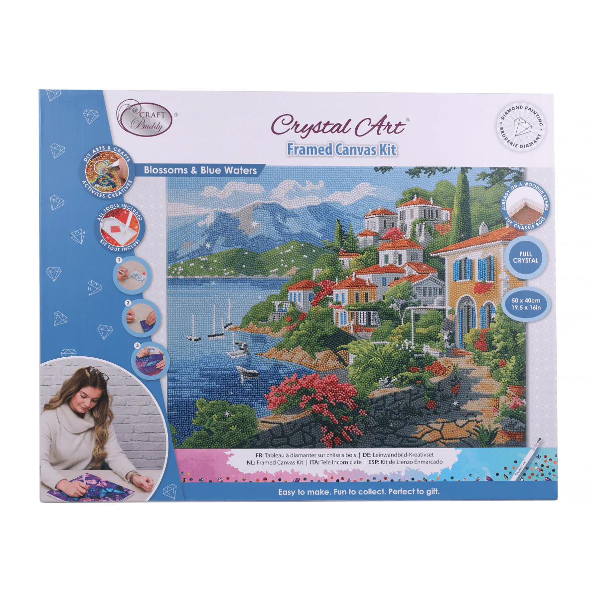 Blossoms & Blue Waters Crystal Art Canvas Kit 50x40cm - Image 8