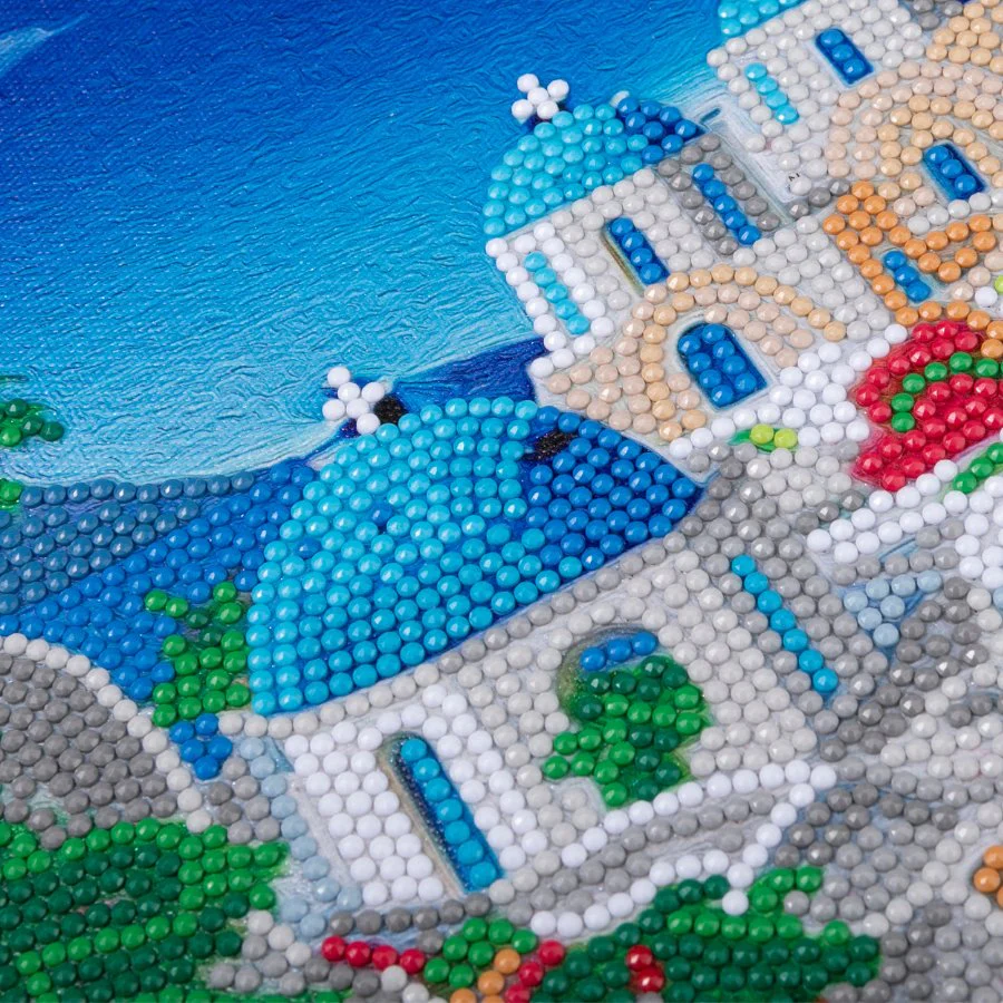"Blue House View" Crystal Art Canvas Kit 30x30cm - Image 4