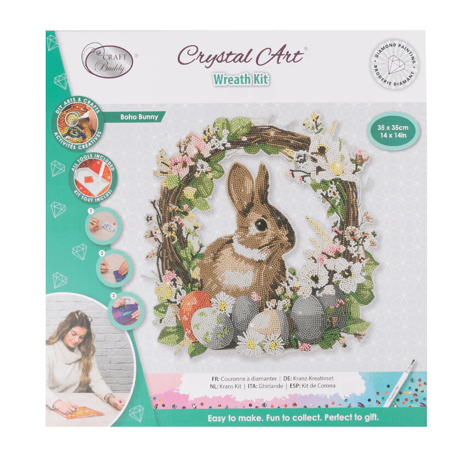Boho Bunny Crystal Art Wreath Kit - Image 7