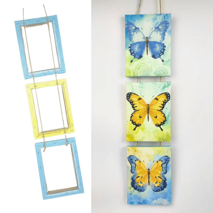 Butterflies Crystal Art Hanging Trio Canvas Kit 15x20cm - Image 5