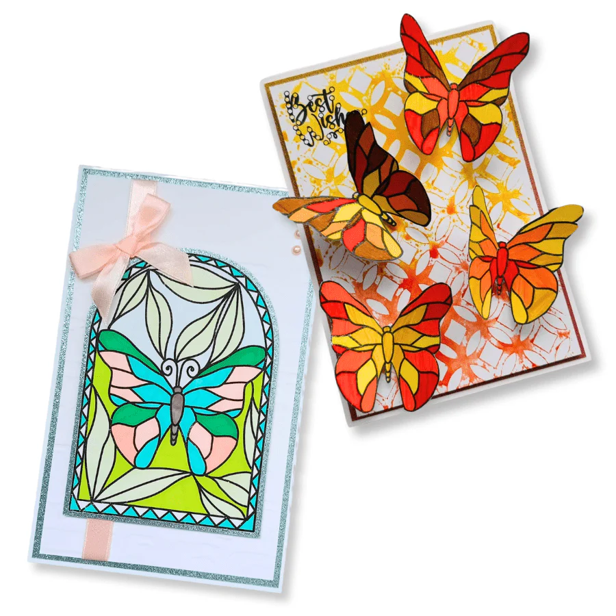 "Butterfly Of Light” Stained Glass Window A6 Stamp Set - Image 6