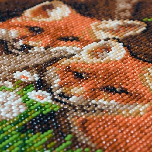 "Fox Cubs" Crystal Art Canvas Kit 30x30cm - Image 4