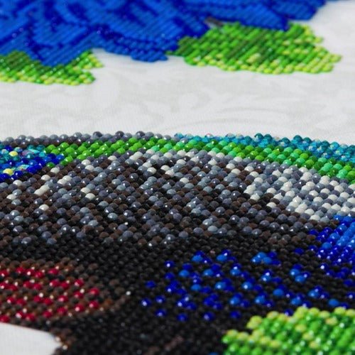 "Flowering Peacock" Crystal Art Canvas Kit 30x30cm - Image 3