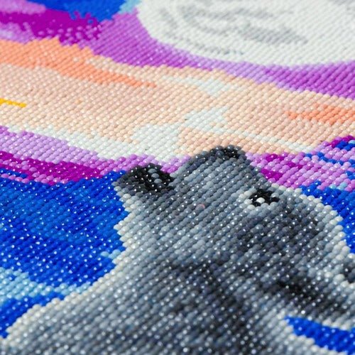 "Howling Wolf Cub" Crystal Art Canvas Kit 40x50cm - Image 3