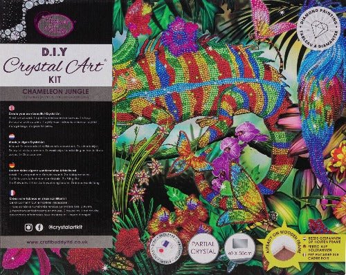 "Chameleon Jungle" Crystal Art Canvas Kit 40x50cm - Image 5