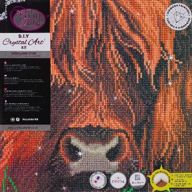 "Highland Cow" Crystal Art Canvas Kit 30x30cm - Image 5