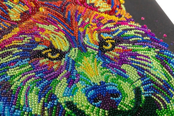"Colourful Wolf" Crystal Art Canvas Kit 30x30cm - Image 3
