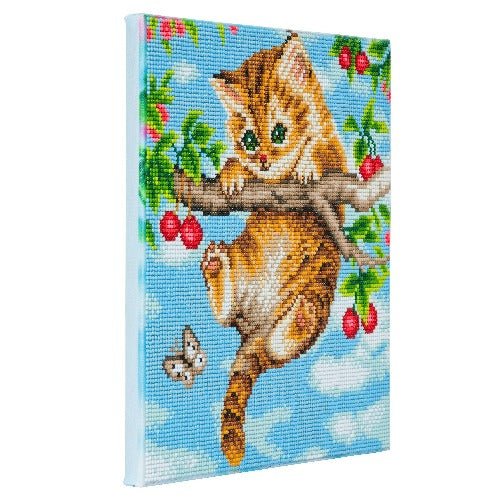"Cherry Kitten" Crystal Art Canvas Kit 30x30cm - Image 4