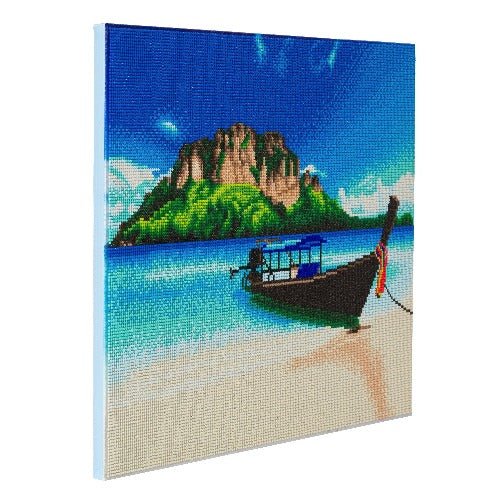 "Tropical Beach Boat" Crystal Art Canvas Kit 40x50cm - Image 4