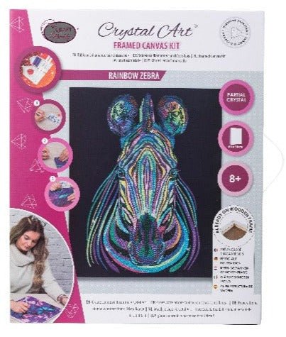 "Rainbow Zebra" Crystal Art Canvas Kit 40x50cm - Image 5