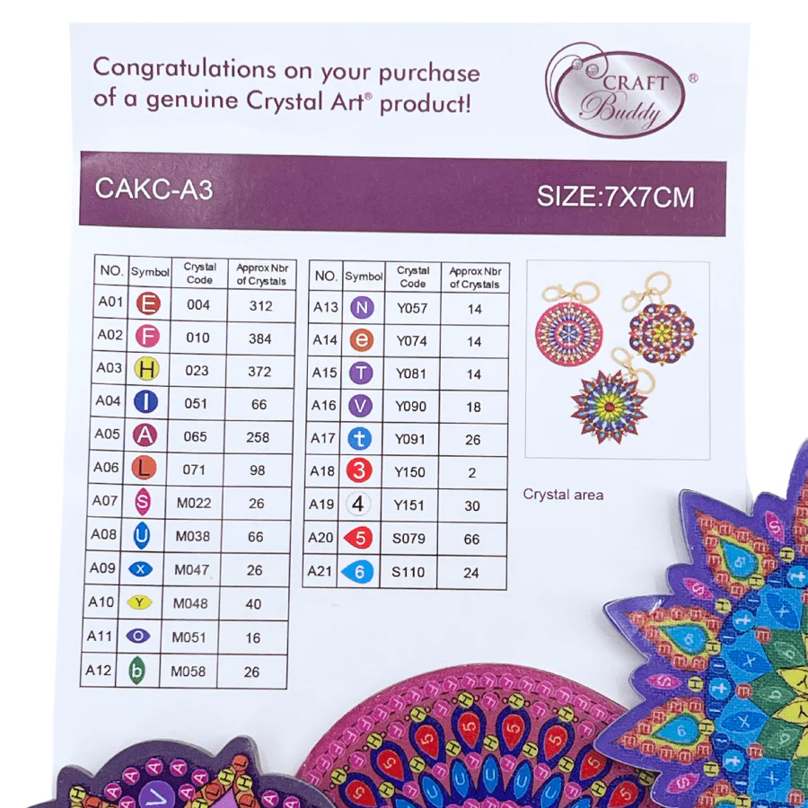 "Mandalas" Crystal Art Keyring Set x3 - Image 10