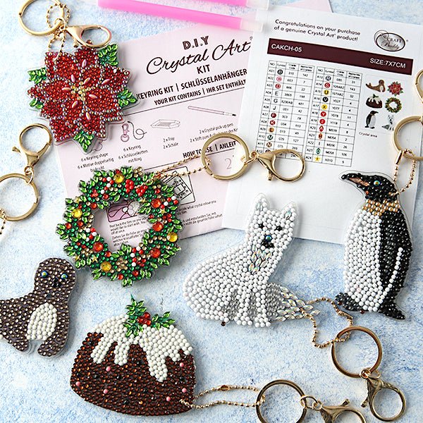 "Festive Classics" Crystal Art Keyrings Set of 6 - Image 2