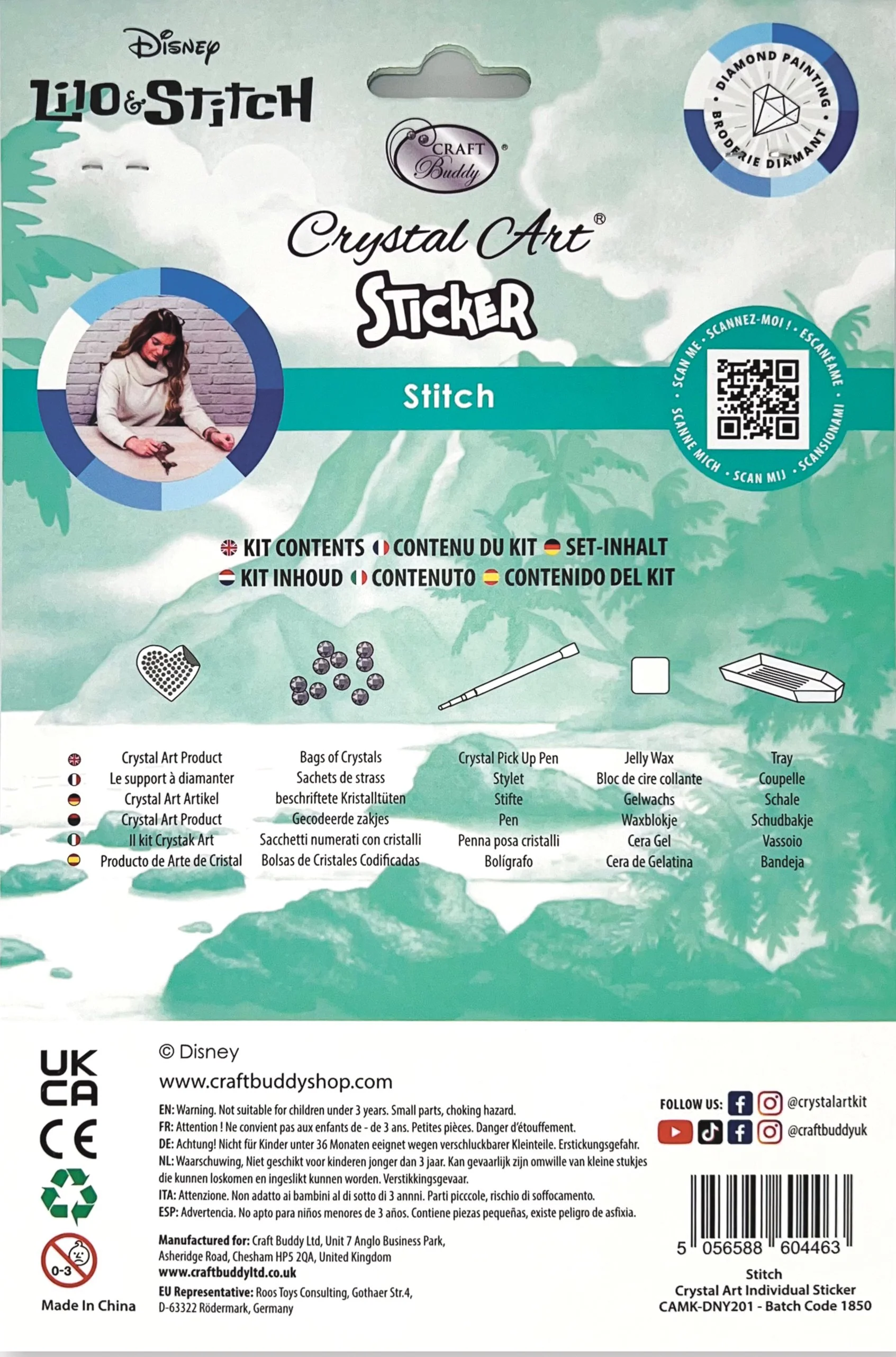 "Stitch" Crystal Art Sticker, A5 size - Image 4