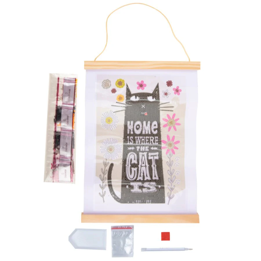 Cat At Home Mini Crystal Art Scroll Kit 20x30 - Image 3