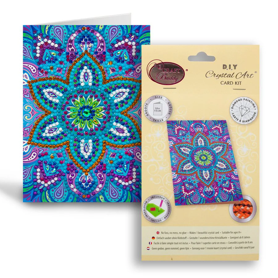 Blue Mandala, 10x15cm Crystal Art Card - Image 3