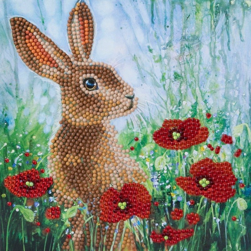 "Wild Poppies and the Hare" Crystal Art Card 18x18cm - Image 6