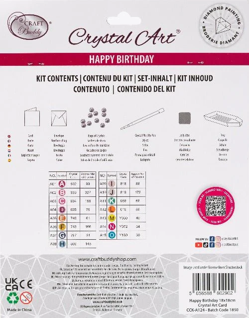 "Happy Birthday" Crystal Art Card 18x18cm - Image 9