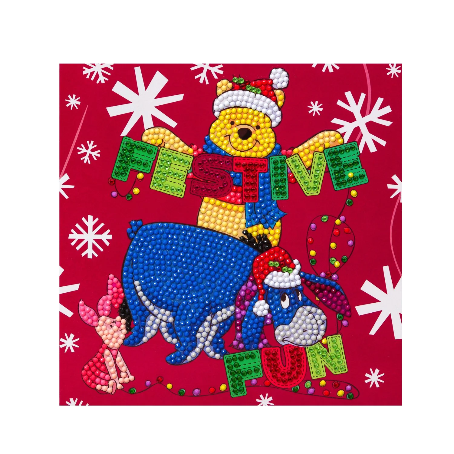 "Festive Winnie the Pooh" Crystal Art Card 18x18cm - Image 7
