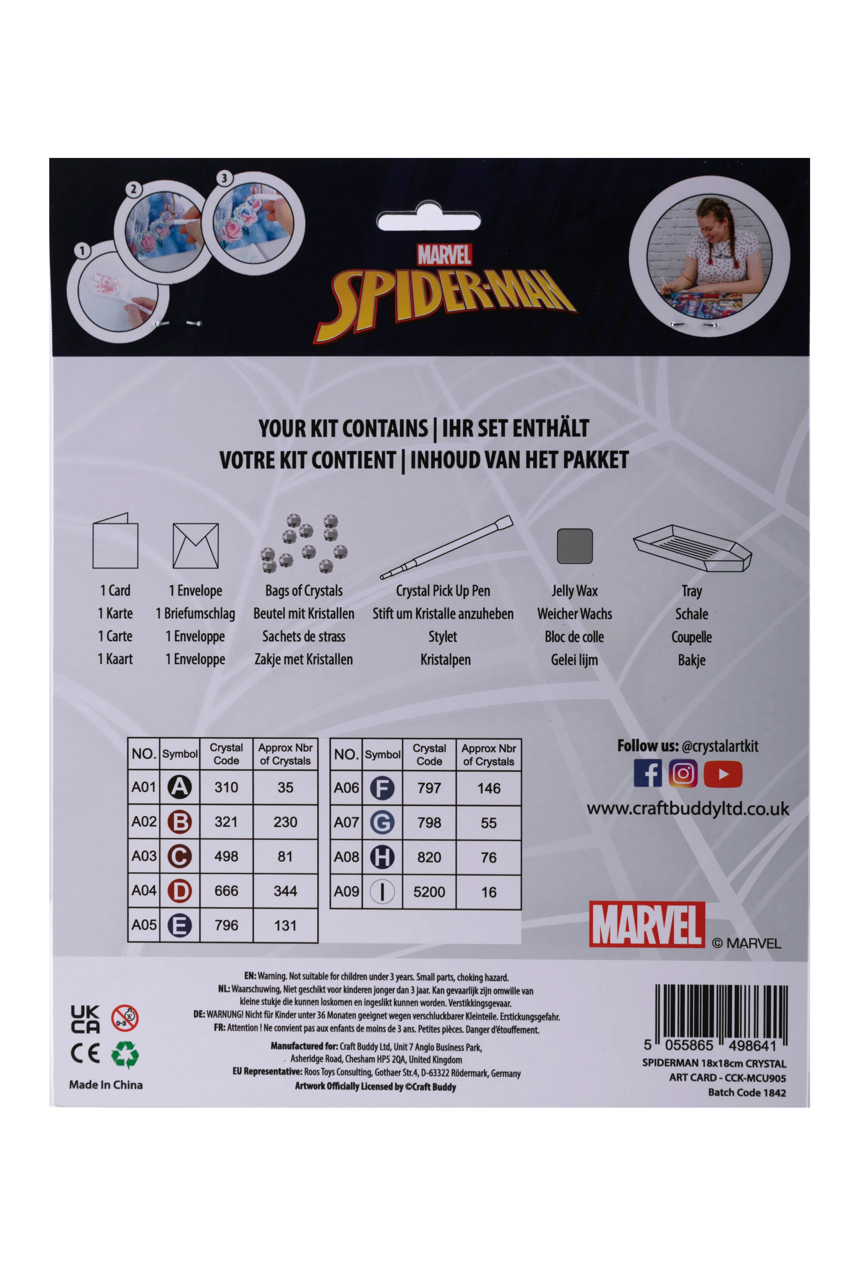 Spiderman 18x18cm Crystal Art Card - Image 7