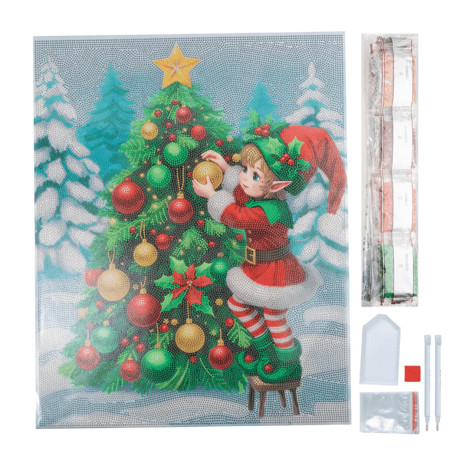 Christmas Elf Crystal Art Framed Canvas Kit 40x50cm - Image 4