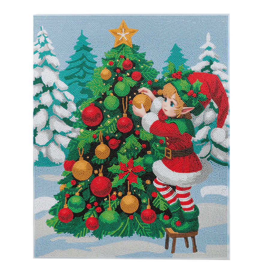 Christmas Elf Crystal Art Framed Canvas Kit 40x50cm - Image 6