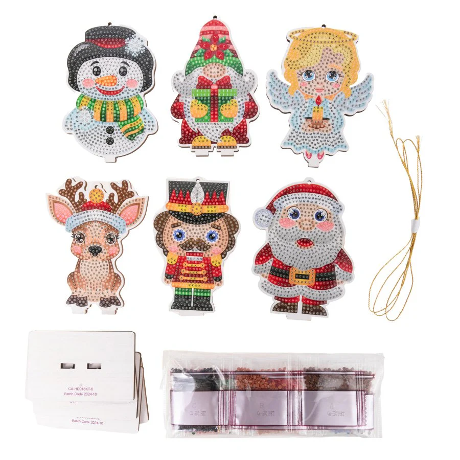 Christmas Buddies Crystal Art Hanging Decorations Set of 6 - Image 3