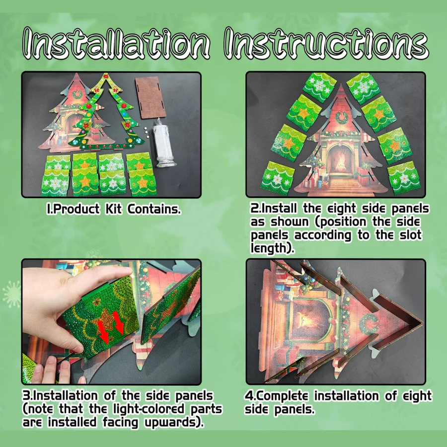 "Christmas Tree" Crystal Art LED Candle 3D Decoration Kit - Image 4