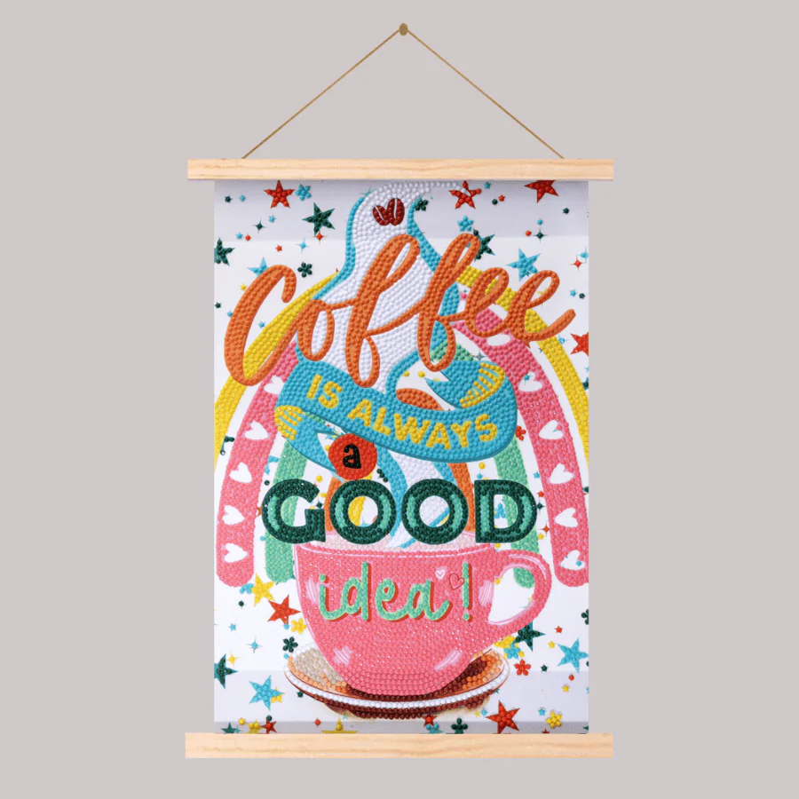 Coffee Mini Crystal Art Scroll Kit 20x30