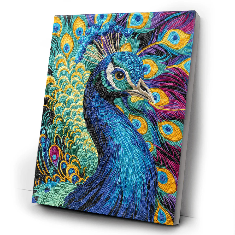 Colourful Peacock Crystal Art Framed Canvas Kit 40x50cm - Image 9