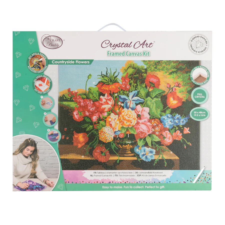 Countryside Flowers Crystal Art Framed Canvas Kit 50x40cm - Image 7
