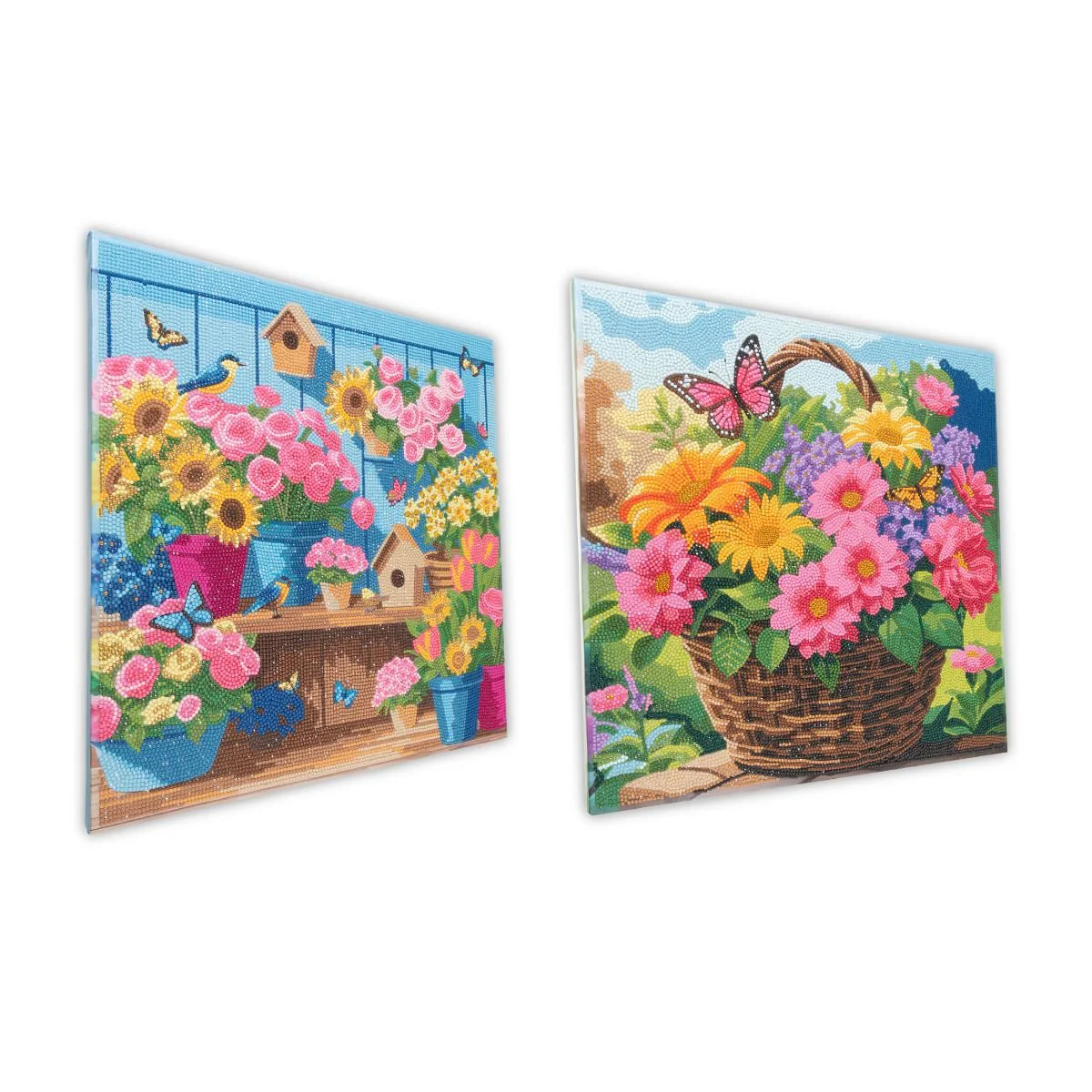 Flowers Crystal Art Canvas Kit 40x40cm Set of 2 - Image 3