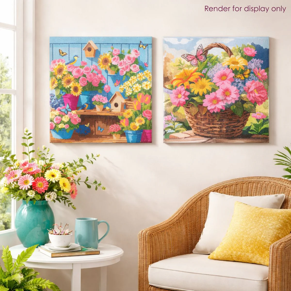 Flowers Crystal Art Canvas Kit 40x40cm Set of 2 - Image 6