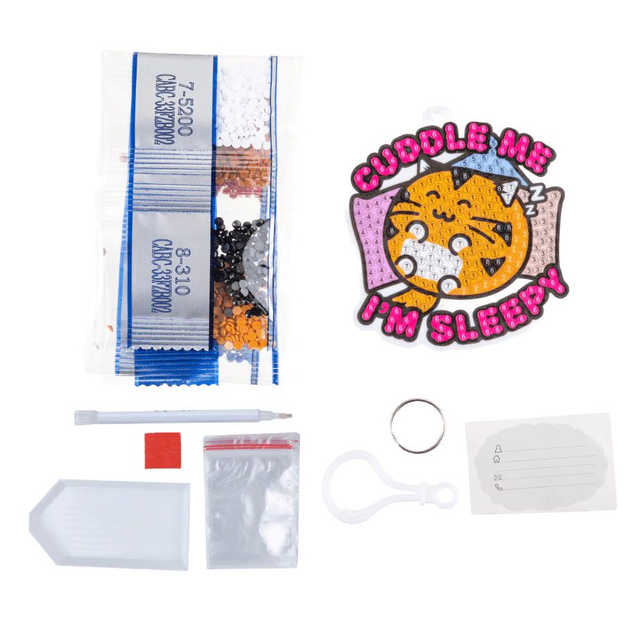 Cuddle Me I'm Sleepy Crystal Art Bag Charm Kit Fuzzballs - Image 3