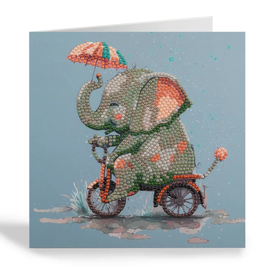 "Cute Baby Elephant" Crystal Art Card - Image 3