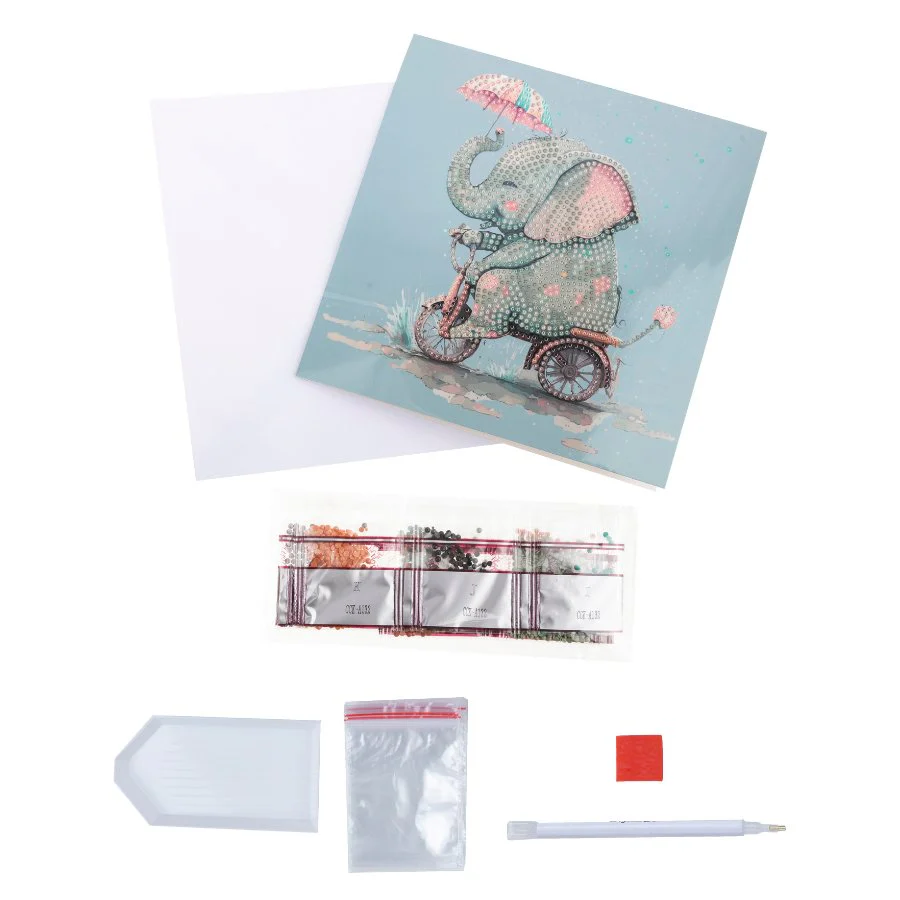 "Cute Baby Elephant" Crystal Art Card - Image 4