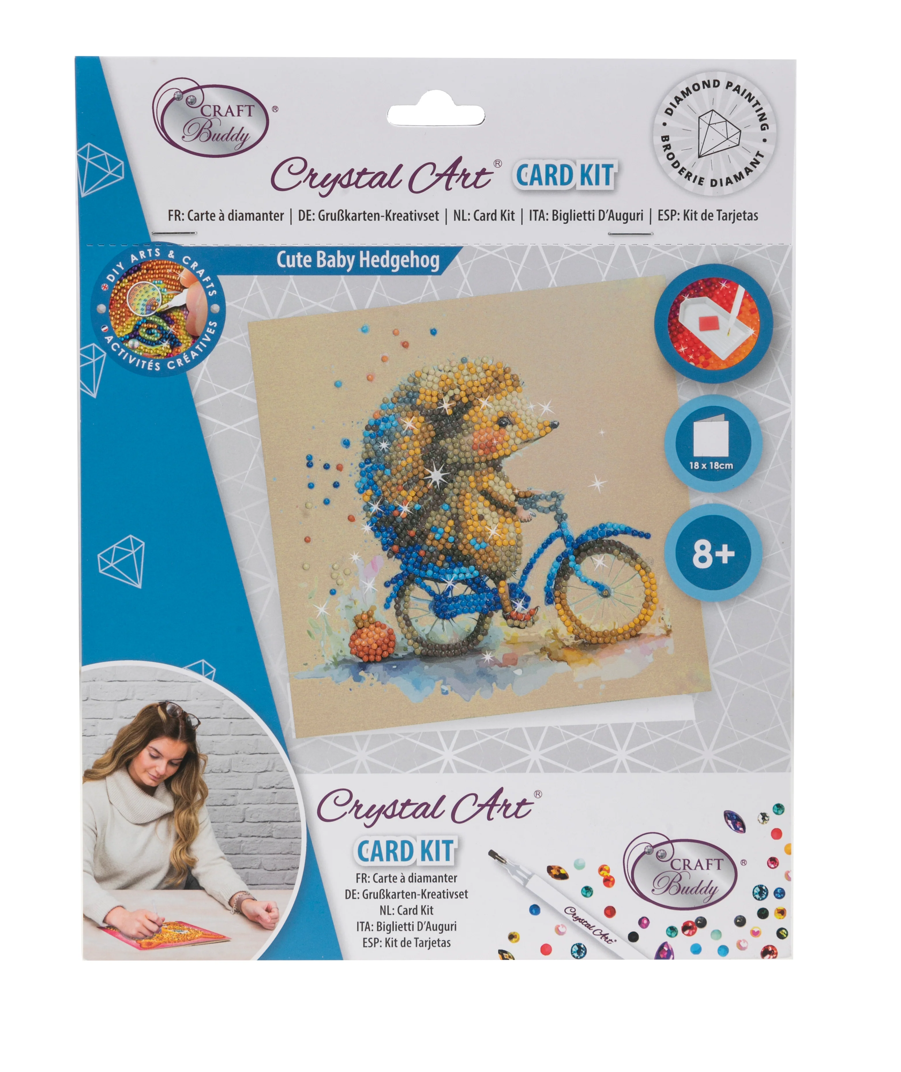 "Cute Baby Hedgehog" Crystal Art Card - Image 3