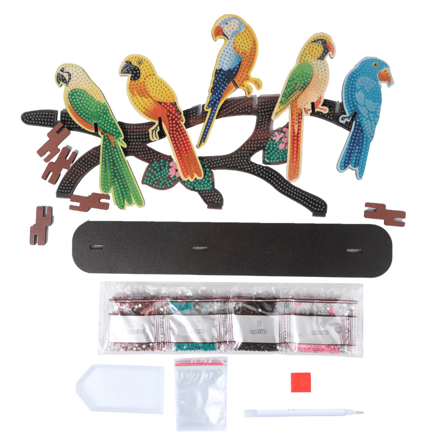Exotic Birds Crystal Art Wooden Decoration - Image 5