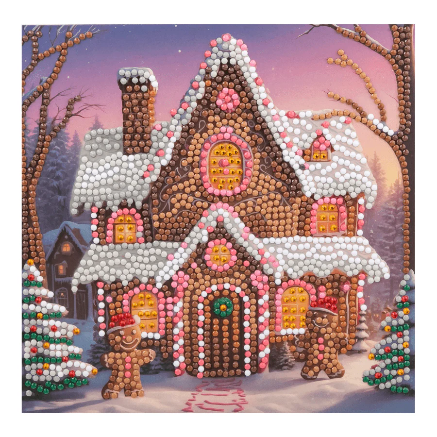 Festive Gingerbread Crystal Art Card Kit 18x18cm - Image 6