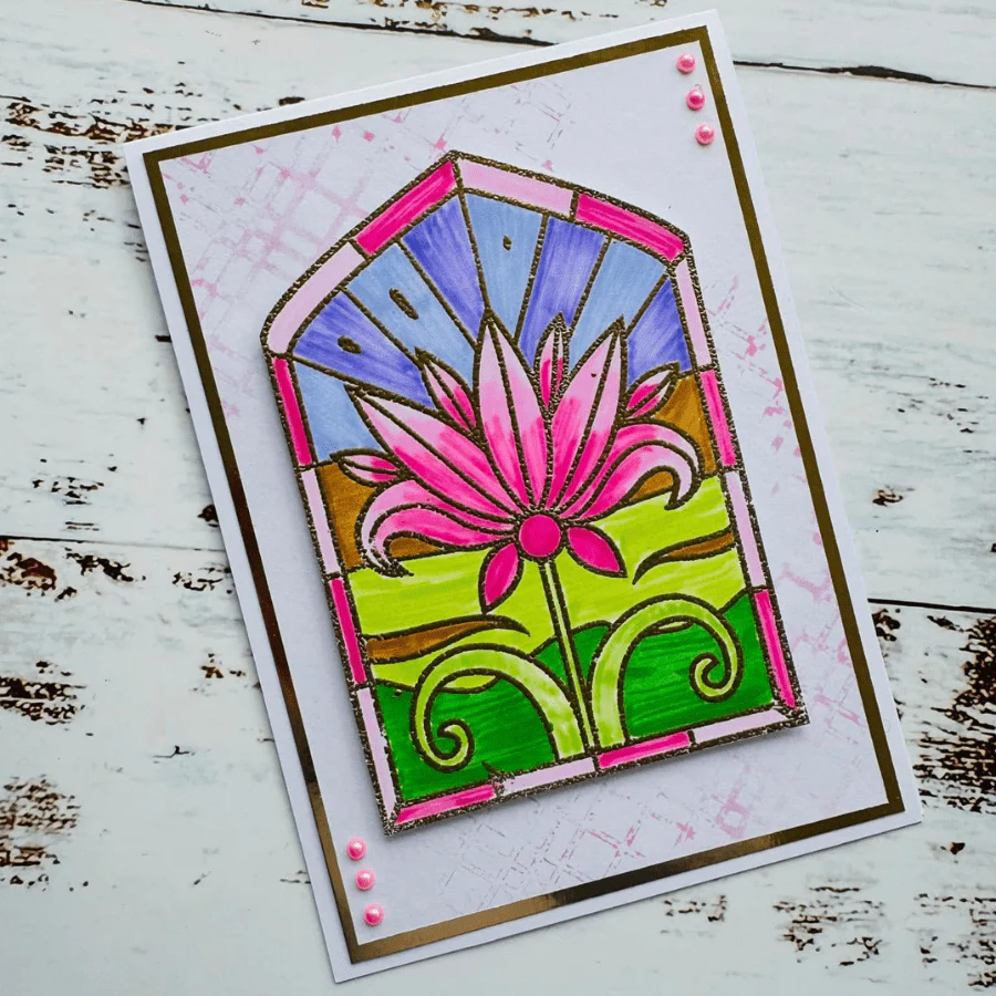 "Floral Radiance” Stained Glass Window A6 Stamp Set - Image 6
