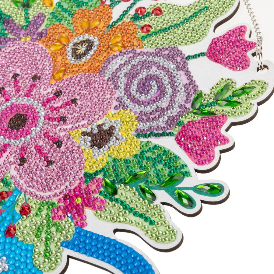 "Floral Watercan" Crystal Art Hanging Wooden Decoration Kit - Image 3