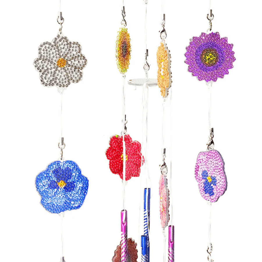 "Flower Wind Chime" Crystal Art Wooden Hanging Decoration - Image 8