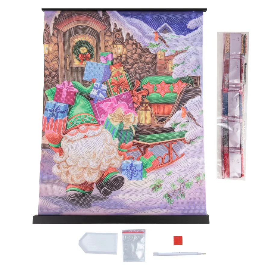 Gnome with Gifts Crystal Art Scroll Kit 40x50cm - Image 3