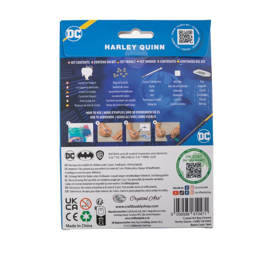 "Harley Quinn" Crystal Art Bag Charm Kit DC - Image 6
