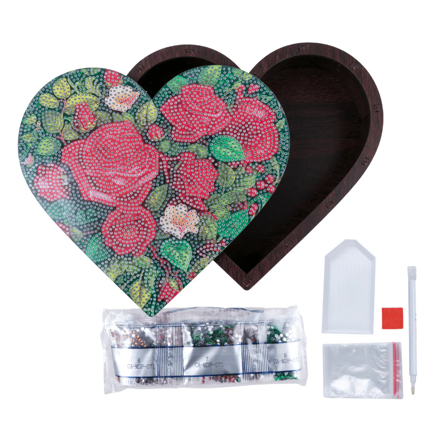 Heart Rose Crystal Art Wooden Box Kit - Image 5