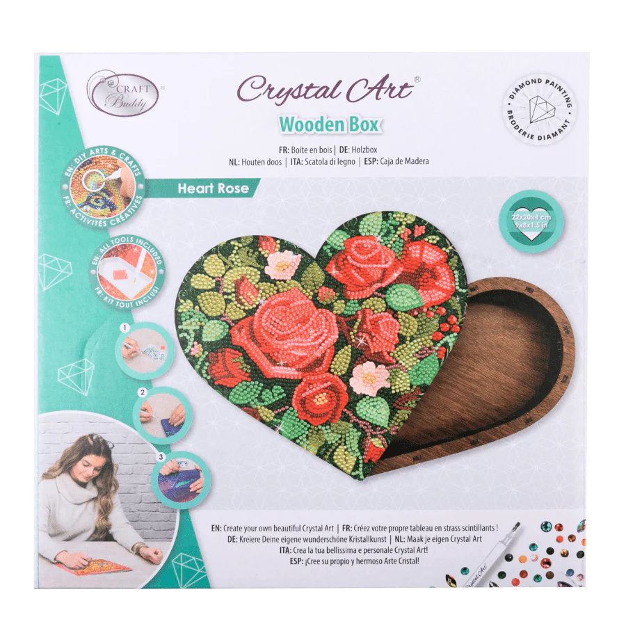 Heart Rose Crystal Art Wooden Box Kit - Image 7