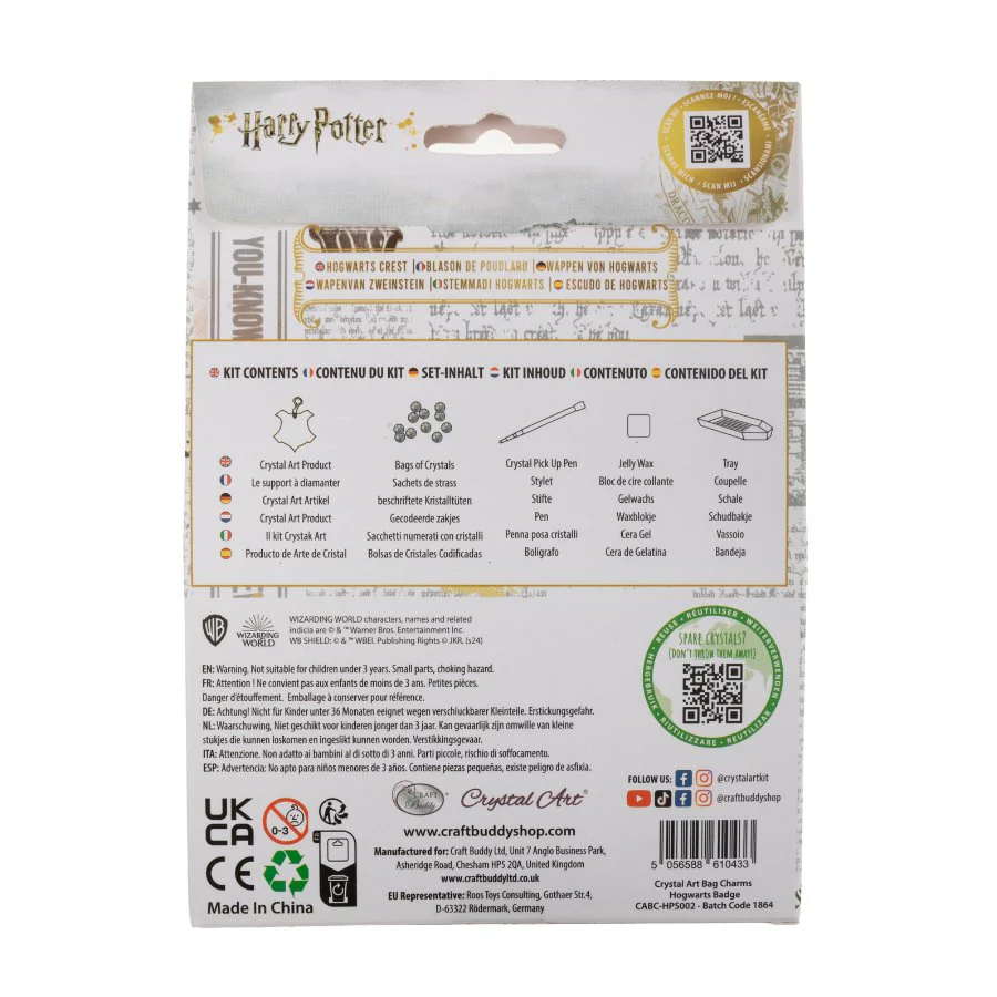 "Hogwarts Badge" Crystal Art Bag Charm Kit Harry Potter - Image 6