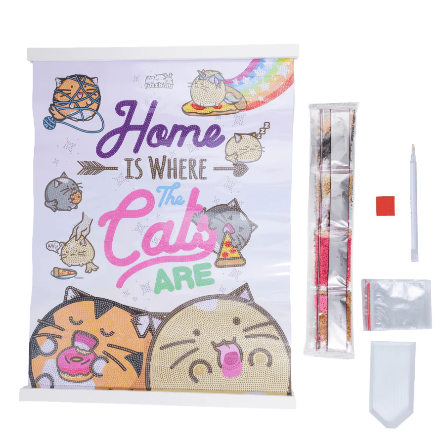 Home Is Where The Cats Are Crystal Art Scroll Kit 40x50cm Fuzzballs - Image 5