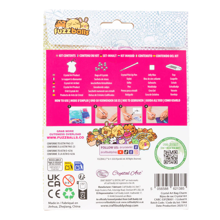 I Licked It Crystal Art Bag Charm Kit Fuzzballs - Image 8